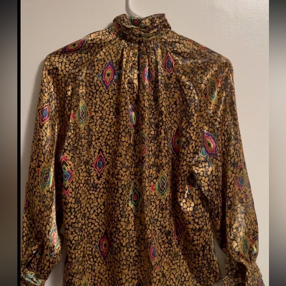 Vintage Nicole Blakes Petites Gold Turtle Neck Blouse - Picture 14 of 16